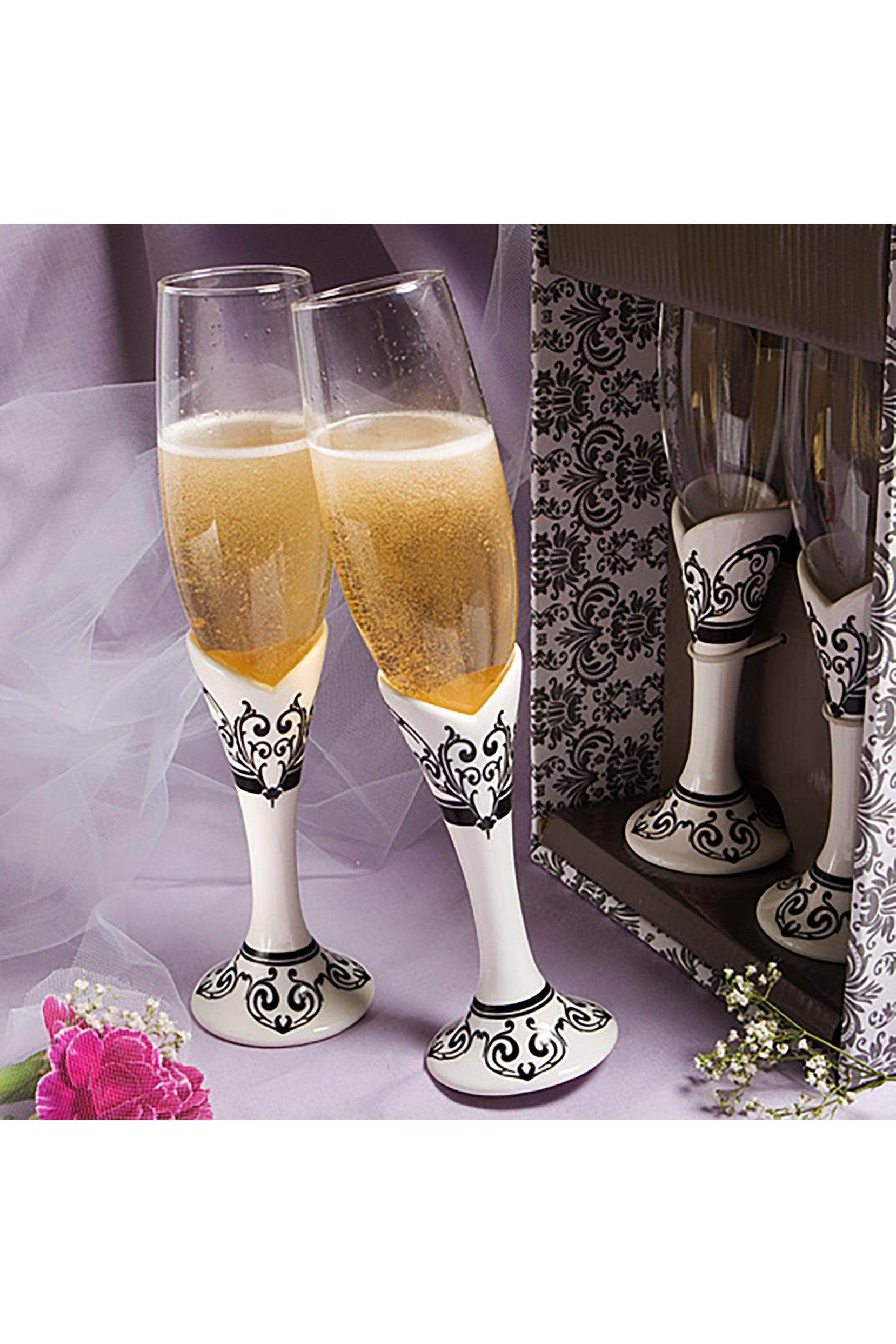Damask Ceramic Stem Wedding Toasting Fluets Set CGF0289 (Set of 1 pcs) - COCOMELODY